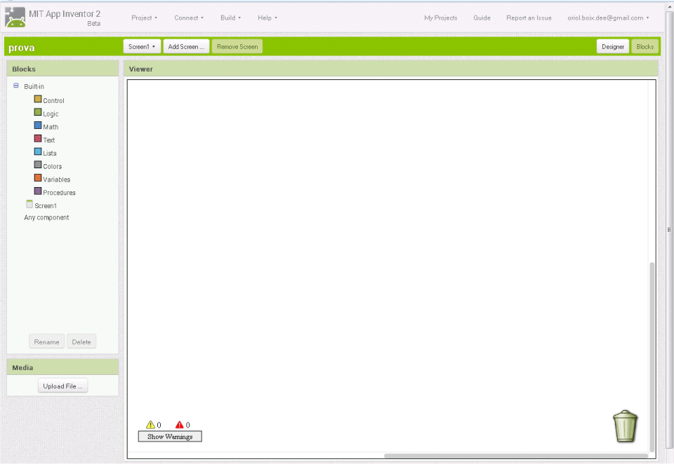 Pantalla de programació
