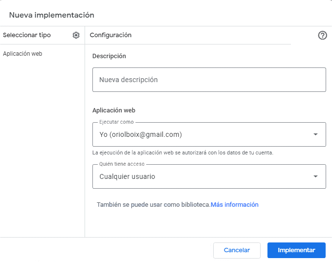 Nueva implementación