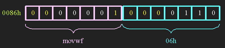 movwf 06h